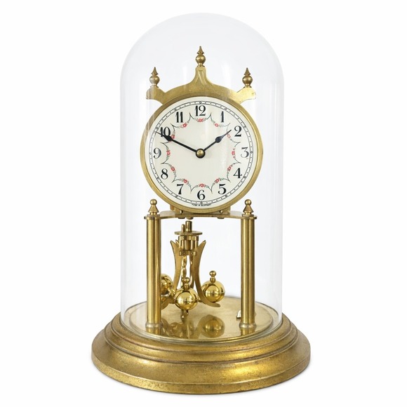 Other - Vintage German Anniversary Clock Glass Dome Brass 400 Day‎ Clock For Repair